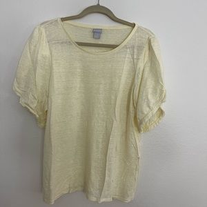 - Chico’s light yellow cotton blouse with beautiful sleeves